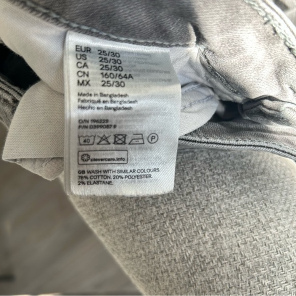 💋H&M &Denim super skinny distressed gray wash jeans 👖 denim 25/30 - Picture 8 of 10